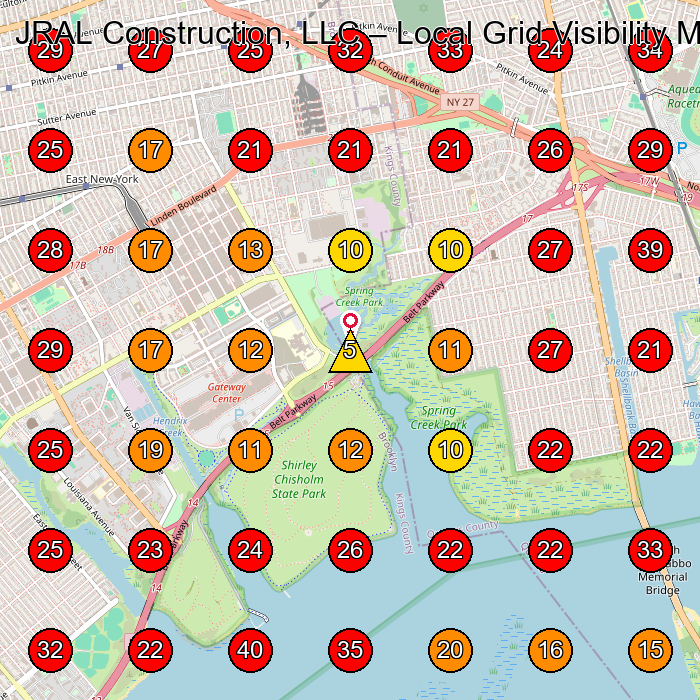 JRAL Construction, LLC GeoGrid visibility map for Construction Company in Howard Beach